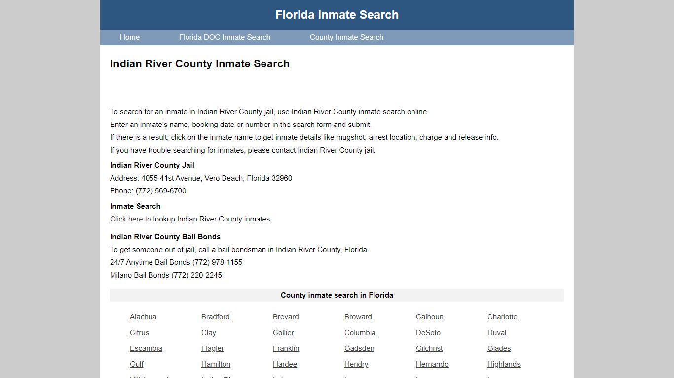 Indian River County Jail Inmate Search